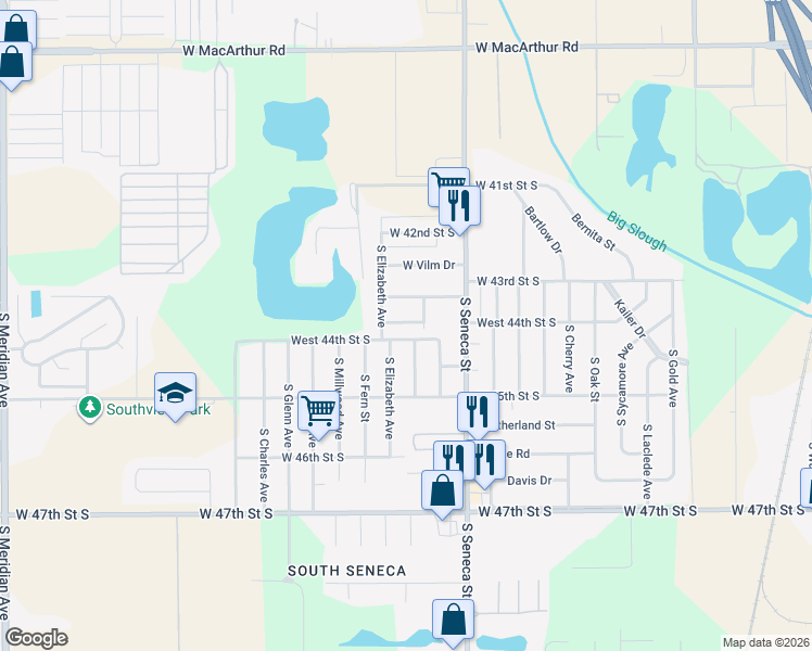 map of restaurants, bars, coffee shops, grocery stores, and more near 4433 South Dodge Avenue in Wichita