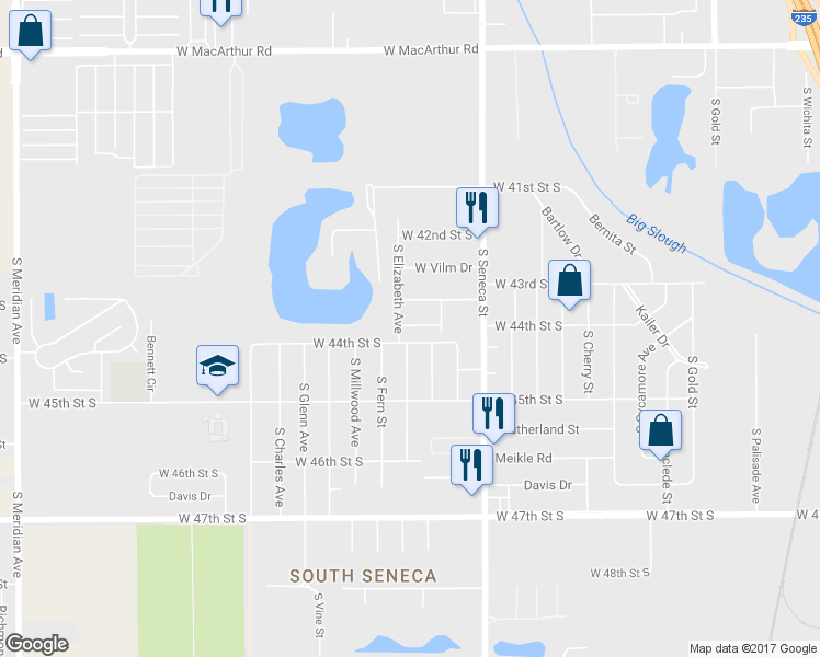 map of restaurants, bars, coffee shops, grocery stores, and more near 4433 South Dodge Avenue in Wichita