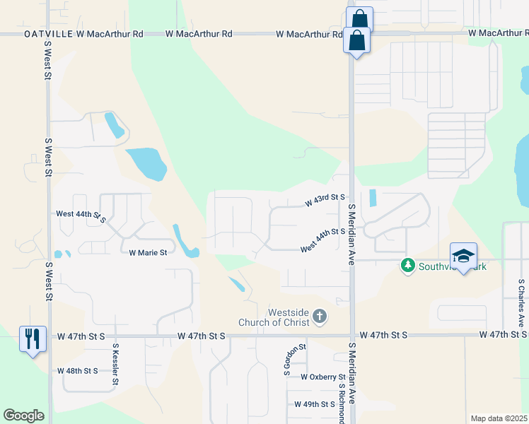 map of restaurants, bars, coffee shops, grocery stores, and more near 4410 S St Paul Cir in Wichita