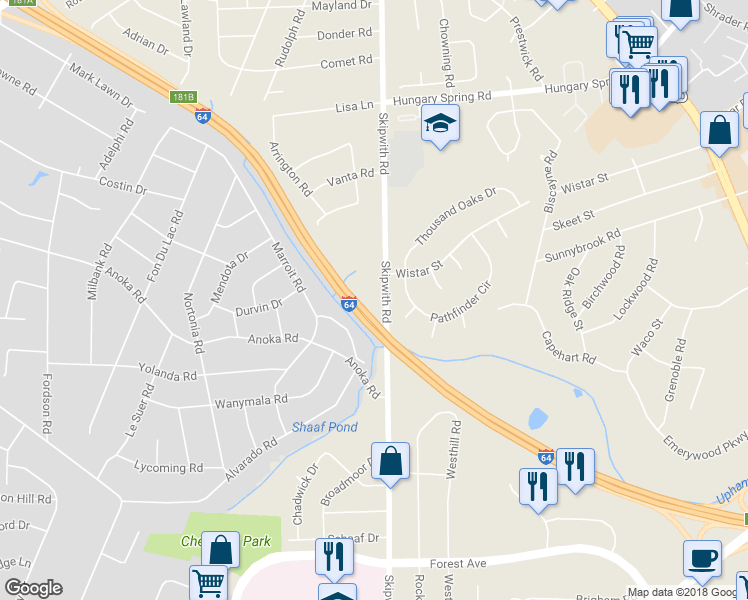 map of restaurants, bars, coffee shops, grocery stores, and more near 2004 Skipwith Road in Richmond