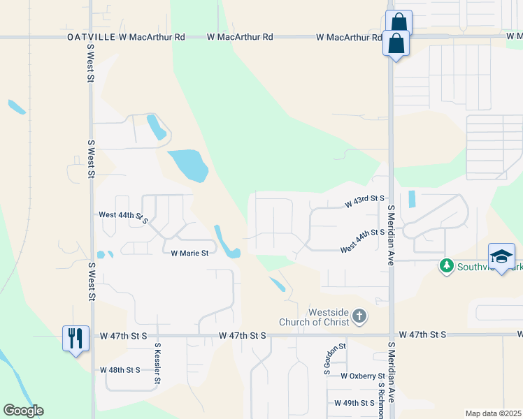 map of restaurants, bars, coffee shops, grocery stores, and more near 4400-4498 South Mount Carmel Street in Wichita
