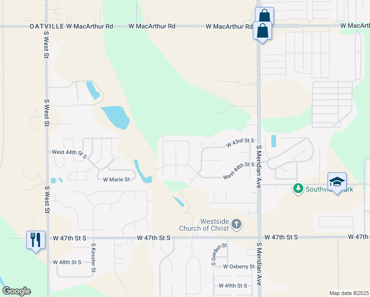 map of restaurants, bars, coffee shops, grocery stores, and more near 4413 South Chase Avenue in Wichita
