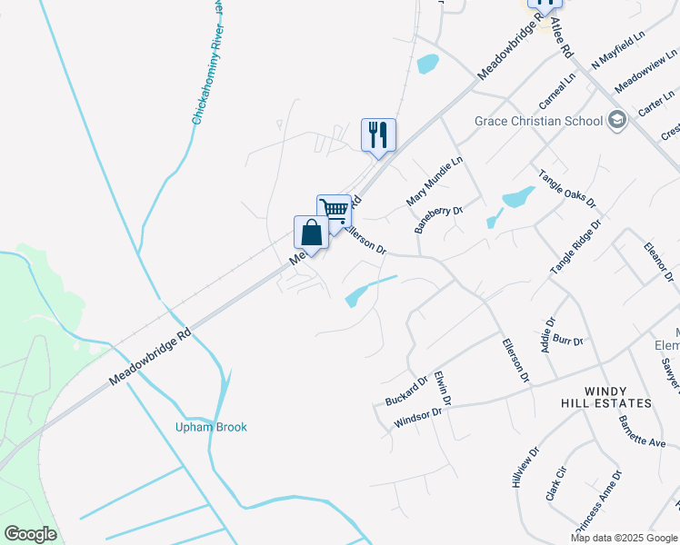 map of restaurants, bars, coffee shops, grocery stores, and more near 8414 Shire Court in Mechanicsville