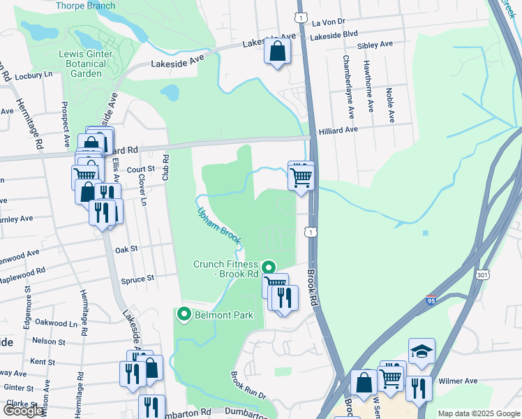 map of restaurants, bars, coffee shops, grocery stores, and more near 6000 Brook Road in Richmond