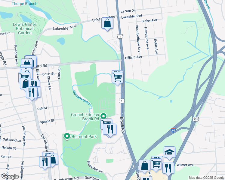 map of restaurants, bars, coffee shops, grocery stores, and more near 6010 Brook Road in Richmond