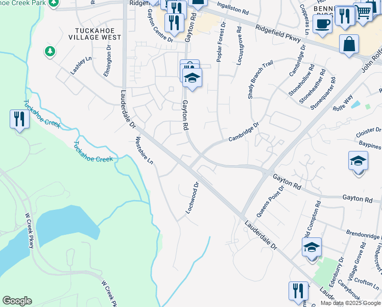 map of restaurants, bars, coffee shops, grocery stores, and more near 2224 Cranbury Ct in Richmond