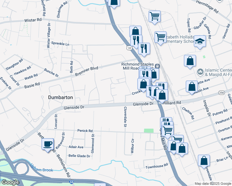 map of restaurants, bars, coffee shops, grocery stores, and more near 3900 Aspen View Place in Richmond