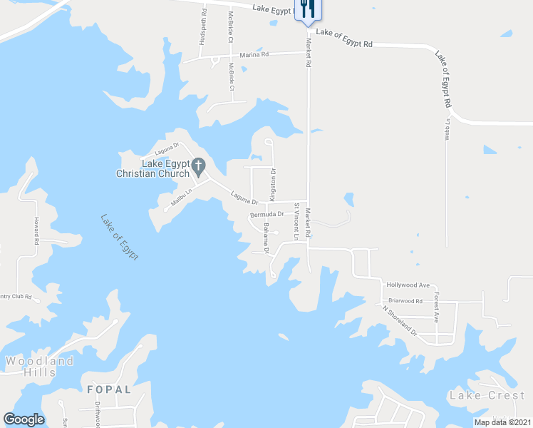 map of restaurants, bars, coffee shops, grocery stores, and more near Bermuda Drive in Marion