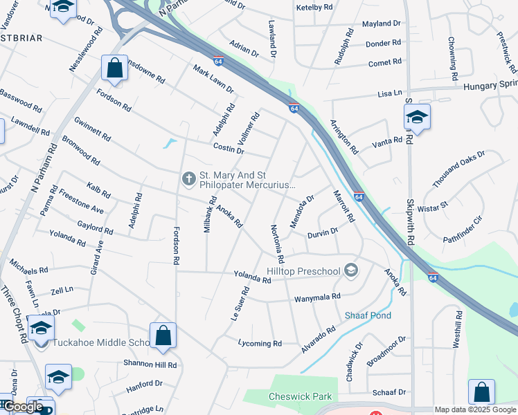 map of restaurants, bars, coffee shops, grocery stores, and more near 2201 Fon Du Lac Road in Richmond
