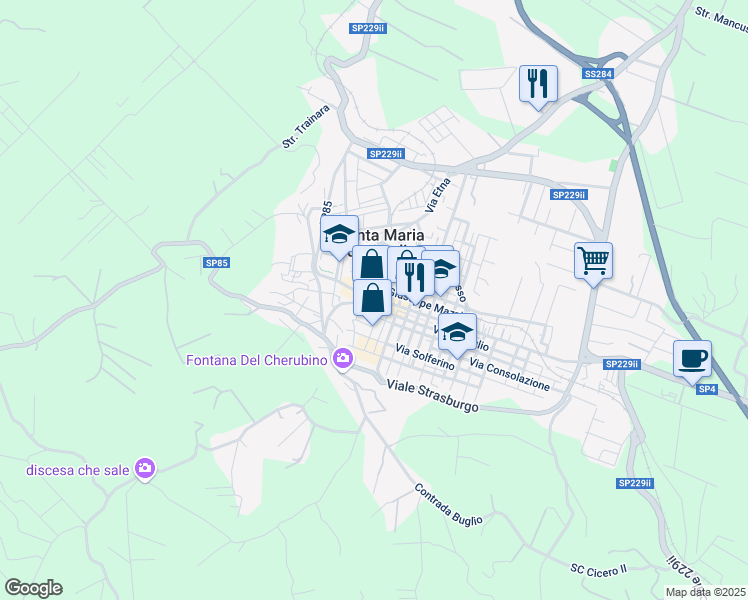 map of restaurants, bars, coffee shops, grocery stores, and more near 3 Via Archimede in Santa Maria di Licodia