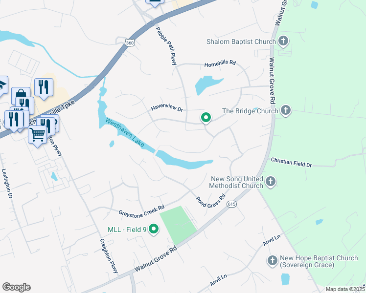 map of restaurants, bars, coffee shops, grocery stores, and more near 6084 Pond Place Way in Mechanicsville