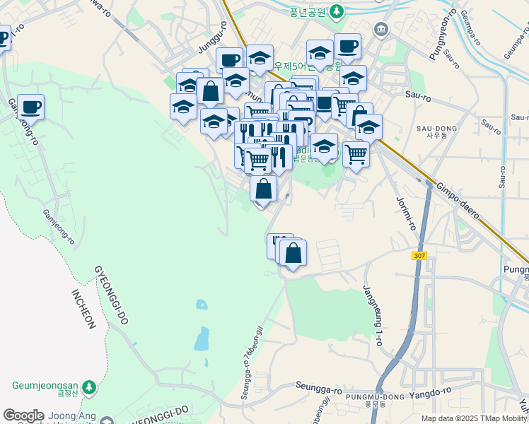map of restaurants, bars, coffee shops, grocery stores, and more near in Gimpo-si