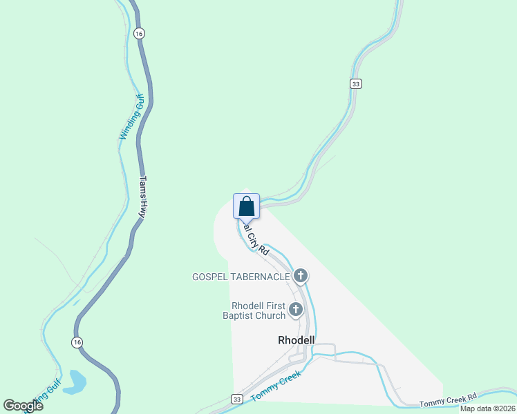 map of restaurants, bars, coffee shops, grocery stores, and more near 6950 Coal City Road in Rhodell