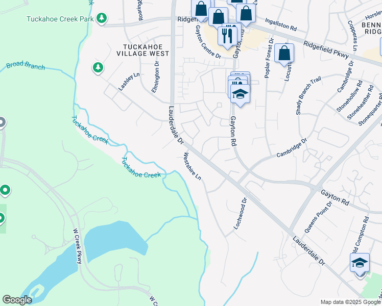 map of restaurants, bars, coffee shops, grocery stores, and more near 2230 Lauderdale Drive in Richmond