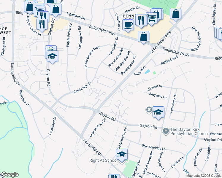 map of restaurants, bars, coffee shops, grocery stores, and more near 1967 Airy Circle in Richmond