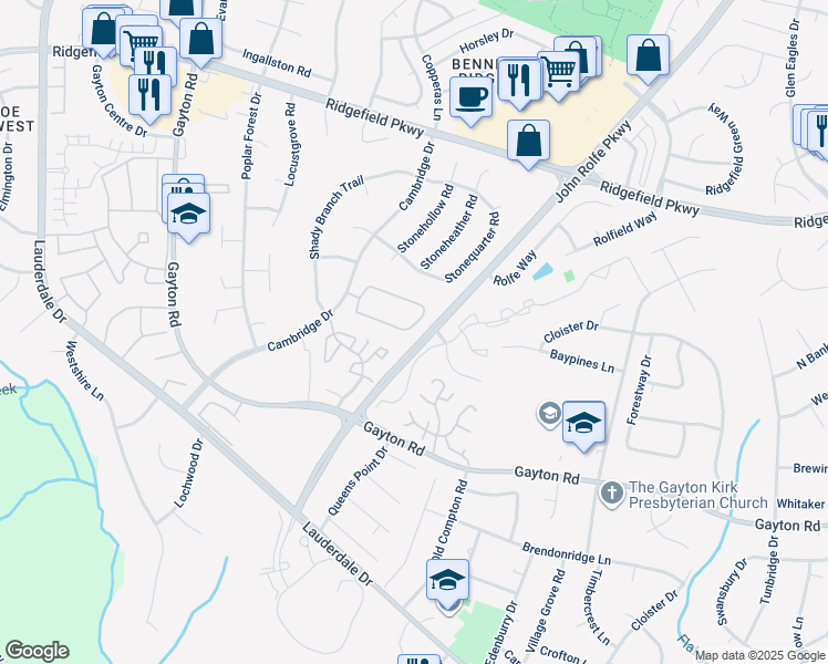 map of restaurants, bars, coffee shops, grocery stores, and more near 1975 Airy Circle in Richmond