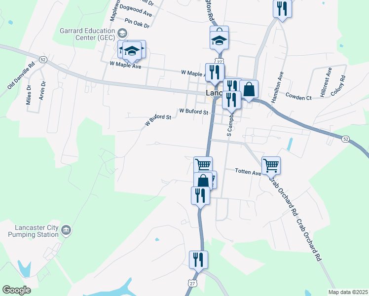 map of restaurants, bars, coffee shops, grocery stores, and more near 151 Highland Avenue in Lancaster