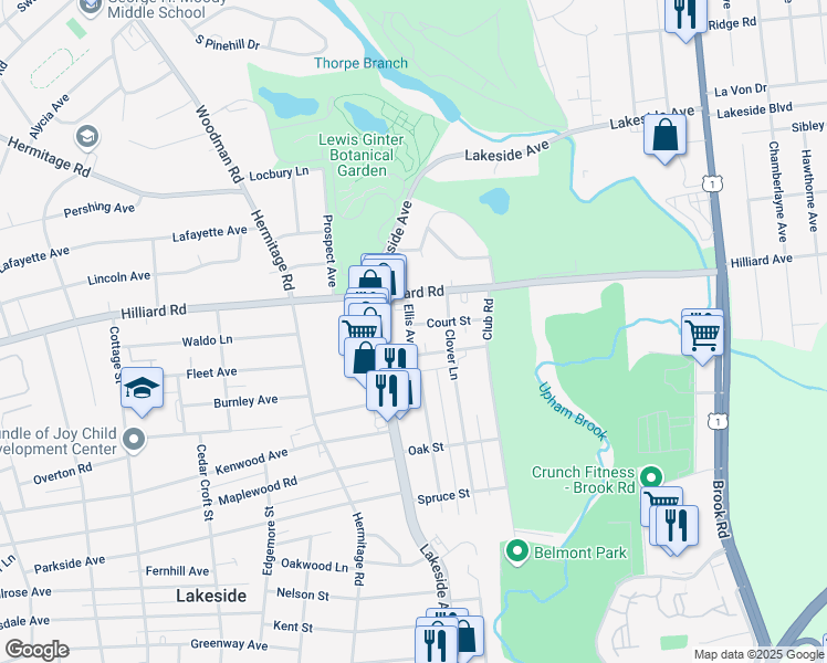 map of restaurants, bars, coffee shops, grocery stores, and more near 1915 Court Street in Richmond