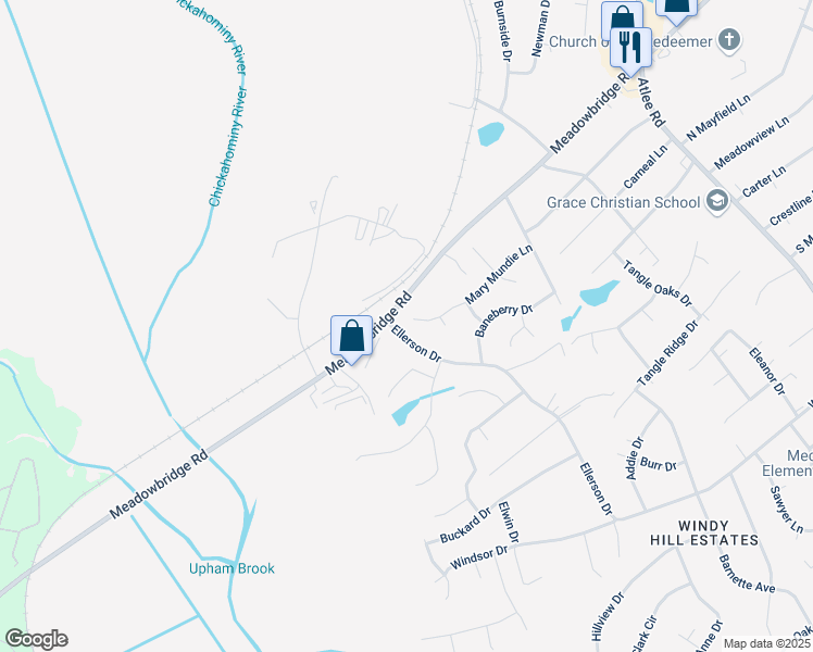map of restaurants, bars, coffee shops, grocery stores, and more near 8405 Mary Mundie Lane in Mechanicsville