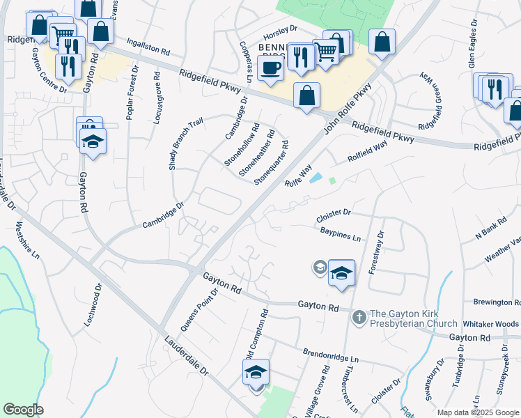 map of restaurants, bars, coffee shops, grocery stores, and more near 1816 Timberly Waye in Richmond