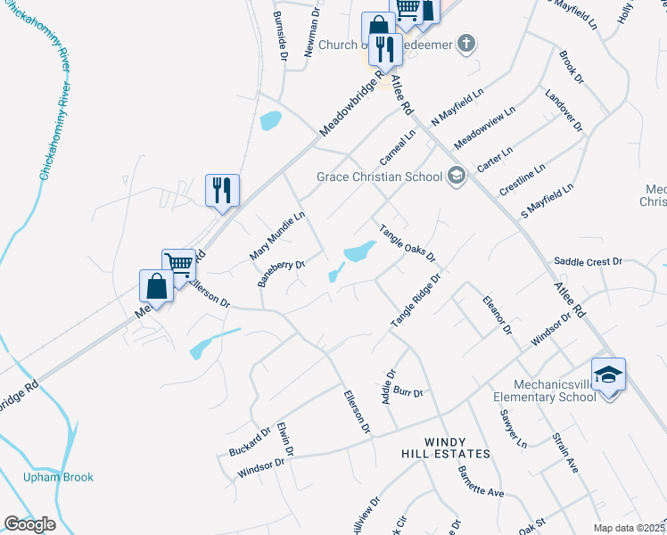 map of restaurants, bars, coffee shops, grocery stores, and more near 7990 Ellerson Station Drive in Mechanicsville