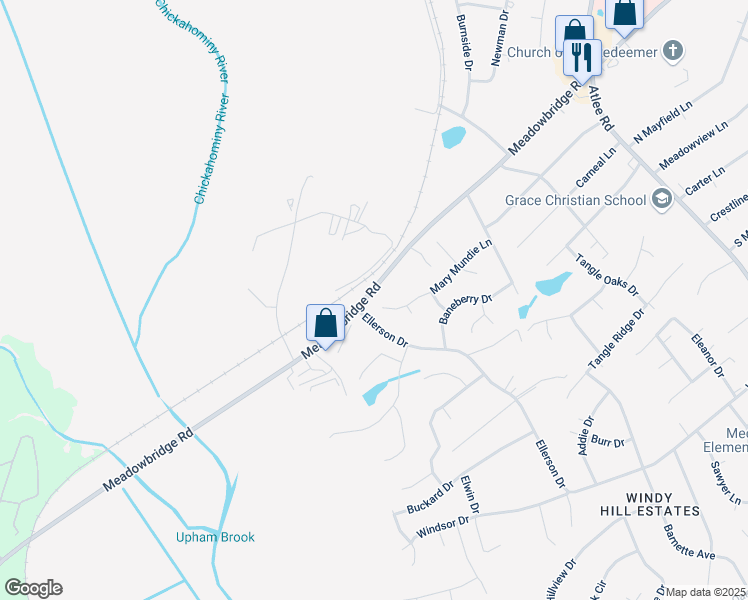 map of restaurants, bars, coffee shops, grocery stores, and more near 8408 Mary Mundie Lane in Mechanicsville