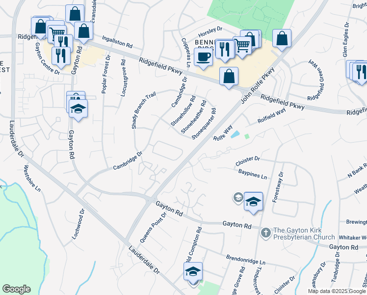 map of restaurants, bars, coffee shops, grocery stores, and more near 2015 Airy Circle in Richmond