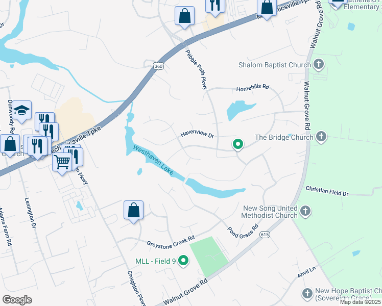 map of restaurants, bars, coffee shops, grocery stores, and more near 8012 Lake Haven Drive in Mechanicsville