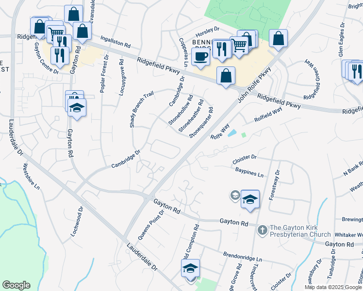 map of restaurants, bars, coffee shops, grocery stores, and more near 2015 Airy Circle in Richmond