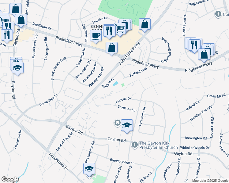 map of restaurants, bars, coffee shops, grocery stores, and more near 10700 Keeney Court in Henrico