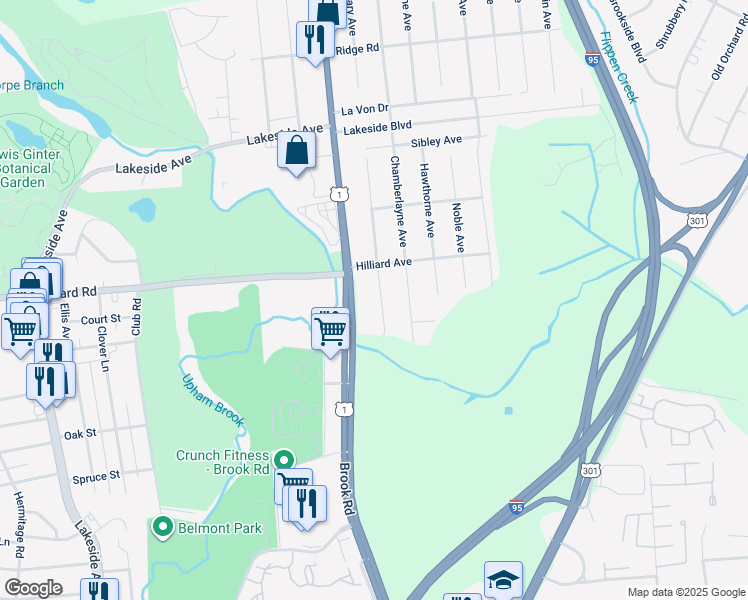 map of restaurants, bars, coffee shops, grocery stores, and more near 5414 Seminary Avenue in Richmond