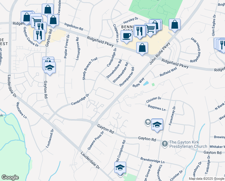 map of restaurants, bars, coffee shops, grocery stores, and more near 2023 Airy Circle in Richmond