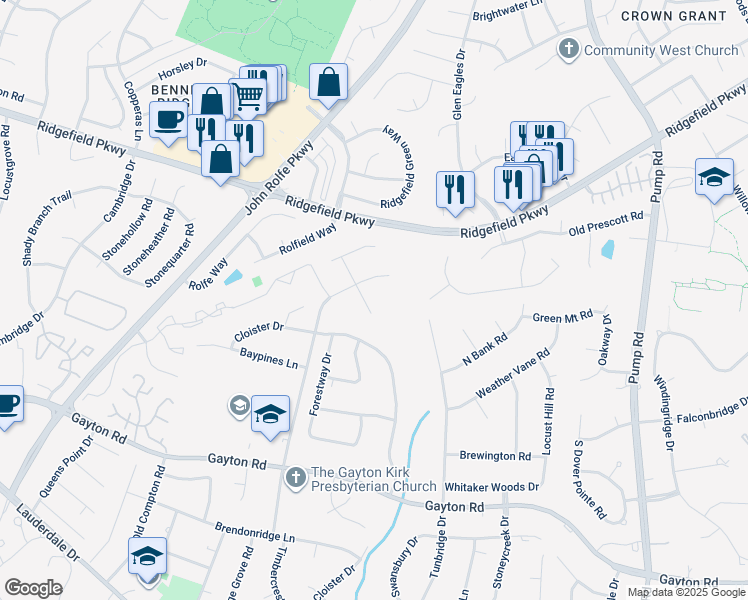 map of restaurants, bars, coffee shops, grocery stores, and more near 1804 Timbermead Road in Richmond