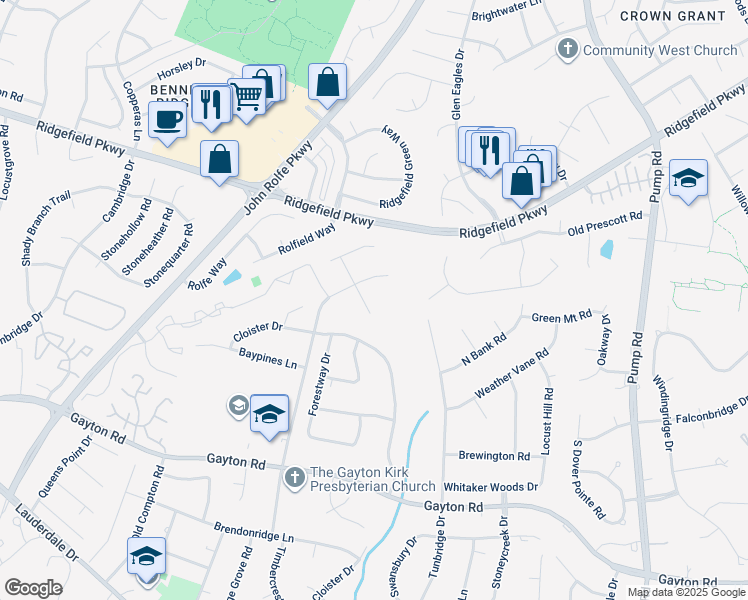 map of restaurants, bars, coffee shops, grocery stores, and more near 1804 Timbermead Road in Richmond