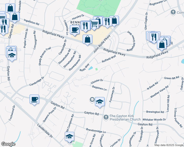 map of restaurants, bars, coffee shops, grocery stores, and more near 11696 Timberly Court in Richmond