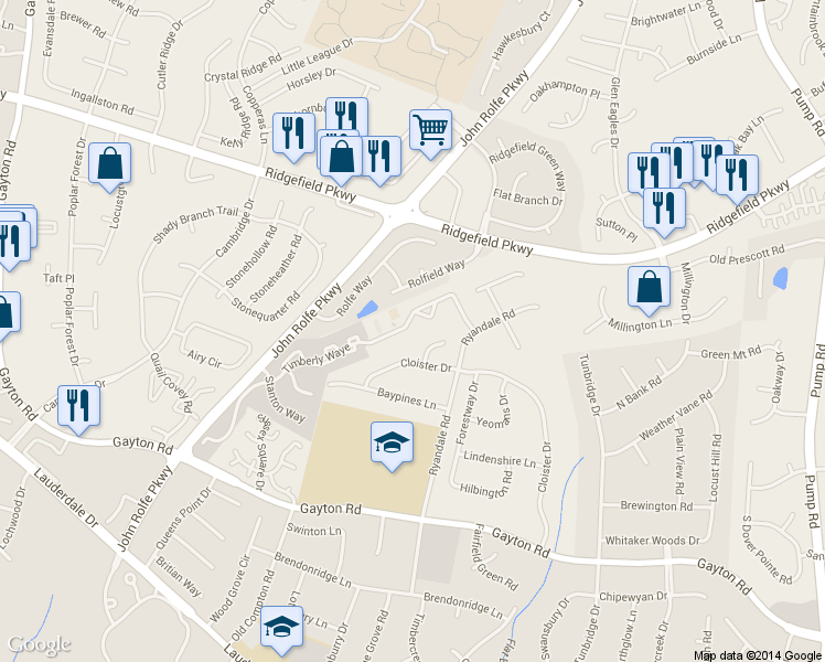 map of restaurants, bars, coffee shops, grocery stores, and more near 11651 Timberly Waye in Richmond