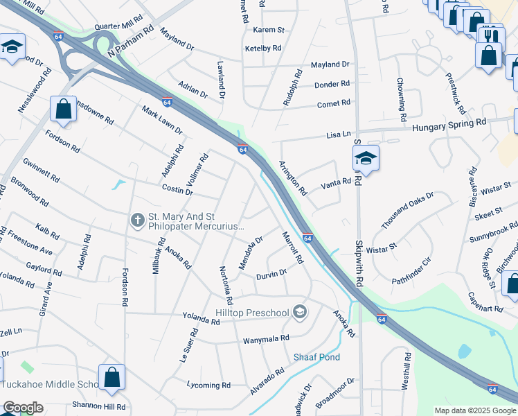map of restaurants, bars, coffee shops, grocery stores, and more near 7702 Richie Avenue in Richmond
