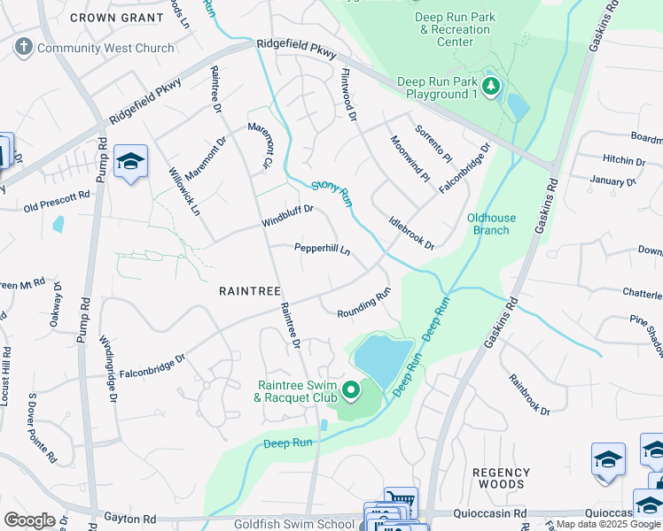 map of restaurants, bars, coffee shops, grocery stores, and more near 1905 Falconbridge Court in Richmond