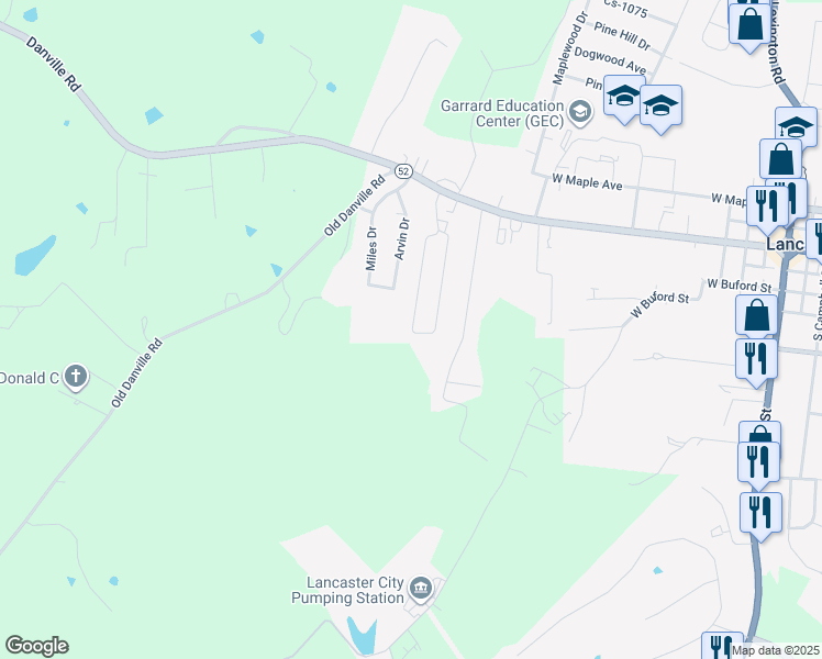 map of restaurants, bars, coffee shops, grocery stores, and more near 250 Cs-1066 in Lancaster