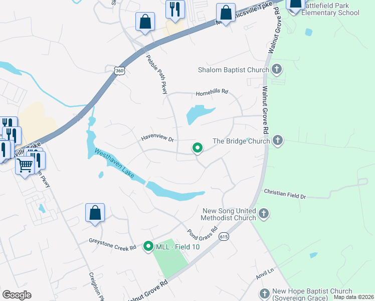 map of restaurants, bars, coffee shops, grocery stores, and more near 6056 Green Haven Drive in Mechanicsville