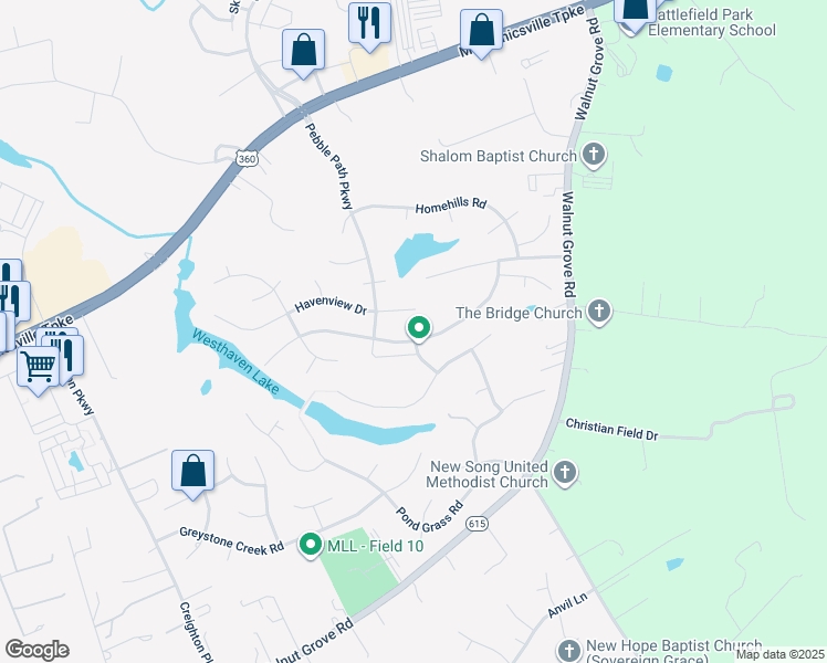 map of restaurants, bars, coffee shops, grocery stores, and more near 6046 Green Haven Drive in Mechanicsville