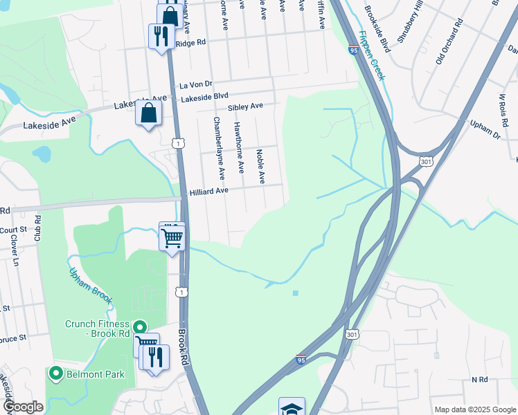 map of restaurants, bars, coffee shops, grocery stores, and more near 5416 Noble Avenue in Richmond