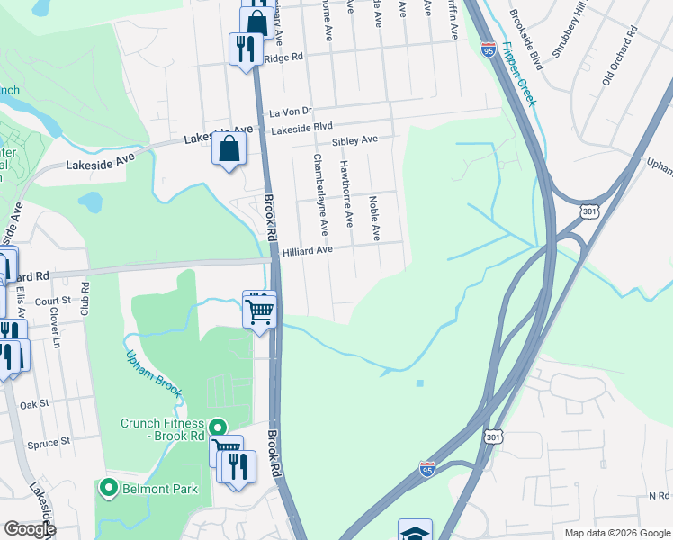 map of restaurants, bars, coffee shops, grocery stores, and more near 5417 Chamberlayne Avenue in Richmond