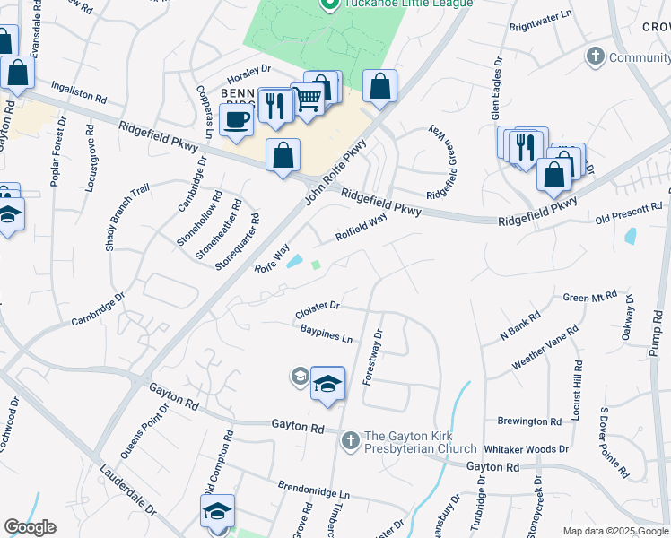 map of restaurants, bars, coffee shops, grocery stores, and more near 11647 Candle Court in Richmond