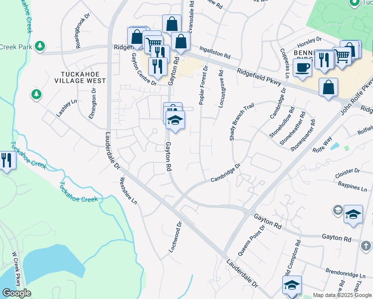 map of restaurants, bars, coffee shops, grocery stores, and more near 1708 Choate Place in Henrico