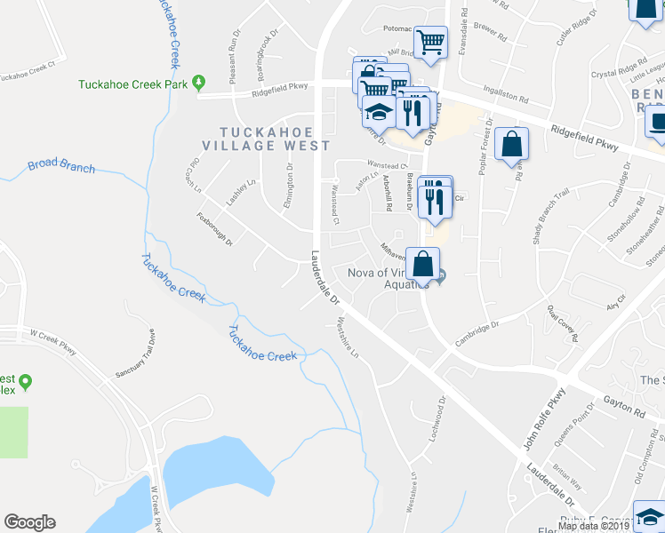 map of restaurants, bars, coffee shops, grocery stores, and more near 2362 Moorgate Road in Henrico