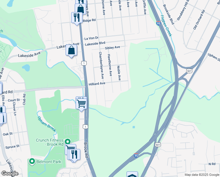 map of restaurants, bars, coffee shops, grocery stores, and more near 5418 Hawthorne Avenue in Richmond