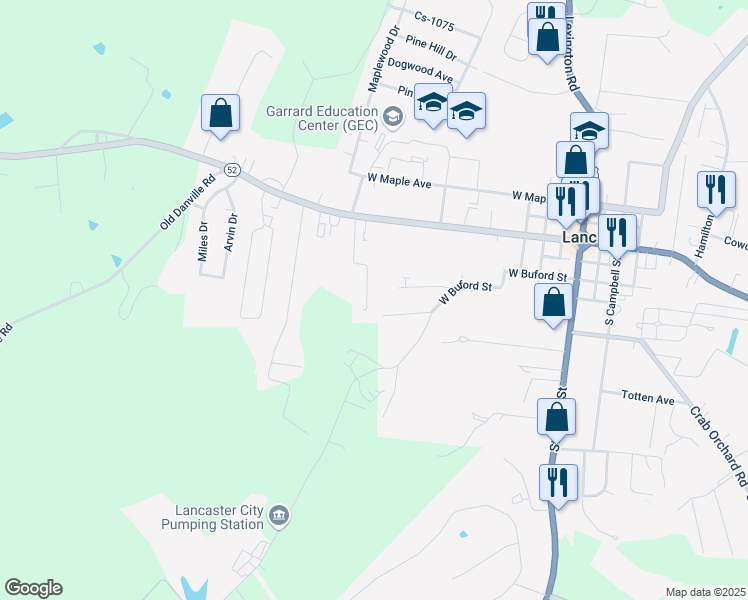 map of restaurants, bars, coffee shops, grocery stores, and more near 131 Lynnwood Drive in Lancaster