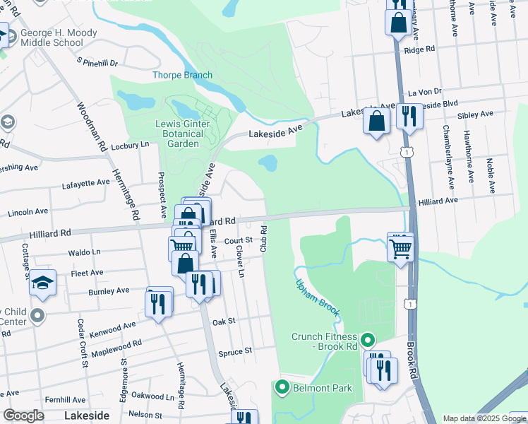 map of restaurants, bars, coffee shops, grocery stores, and more near 1800 Hilliard Road in Henrico