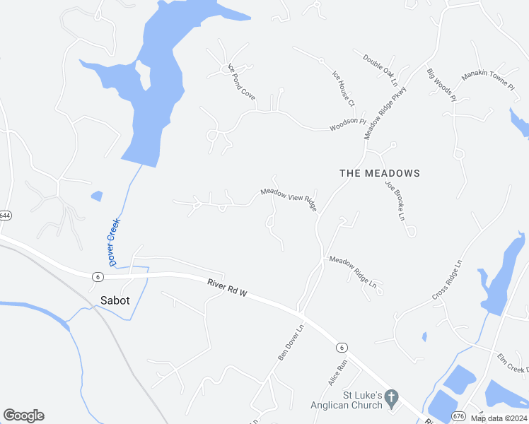 map of restaurants, bars, coffee shops, grocery stores, and more near 510 Meadow View Lane in Manakin-Sabot